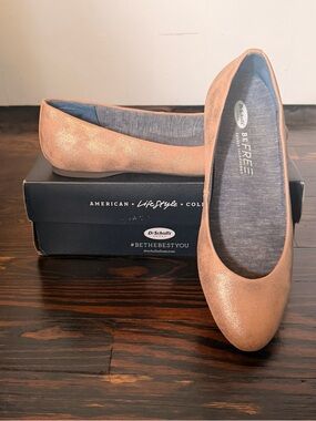 Dr. Scholl's Giorgie BeFree Metallic Rose Gold Ballet Flats - size 8